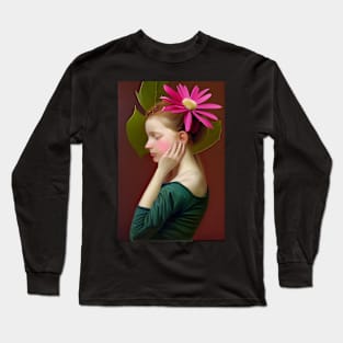 Flower Girl Portrait Painting Long Sleeve T-Shirt